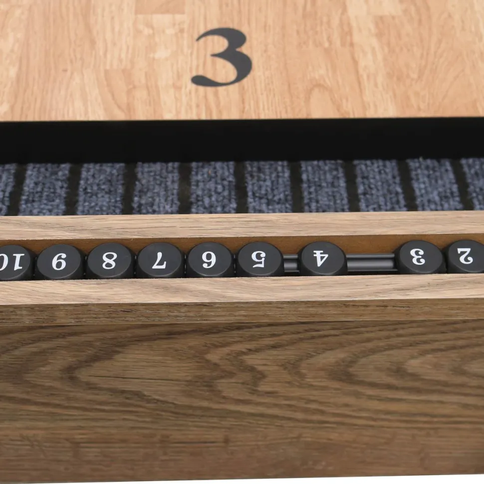 Shuffleboard Nordcore 2-IN-1, sis. 8 nappulaa, vahapullo, harja, 2 pistelaskuria ja keilaussetti, 9`
