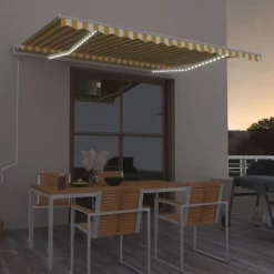 Sisäänkelattava markiisi LED/tuulisensori 300x250cm keltainen/valkoinen