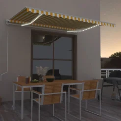 Sisäänkelattava markiisi LED/tuulisensori 300x250cm keltainen/valkoinen