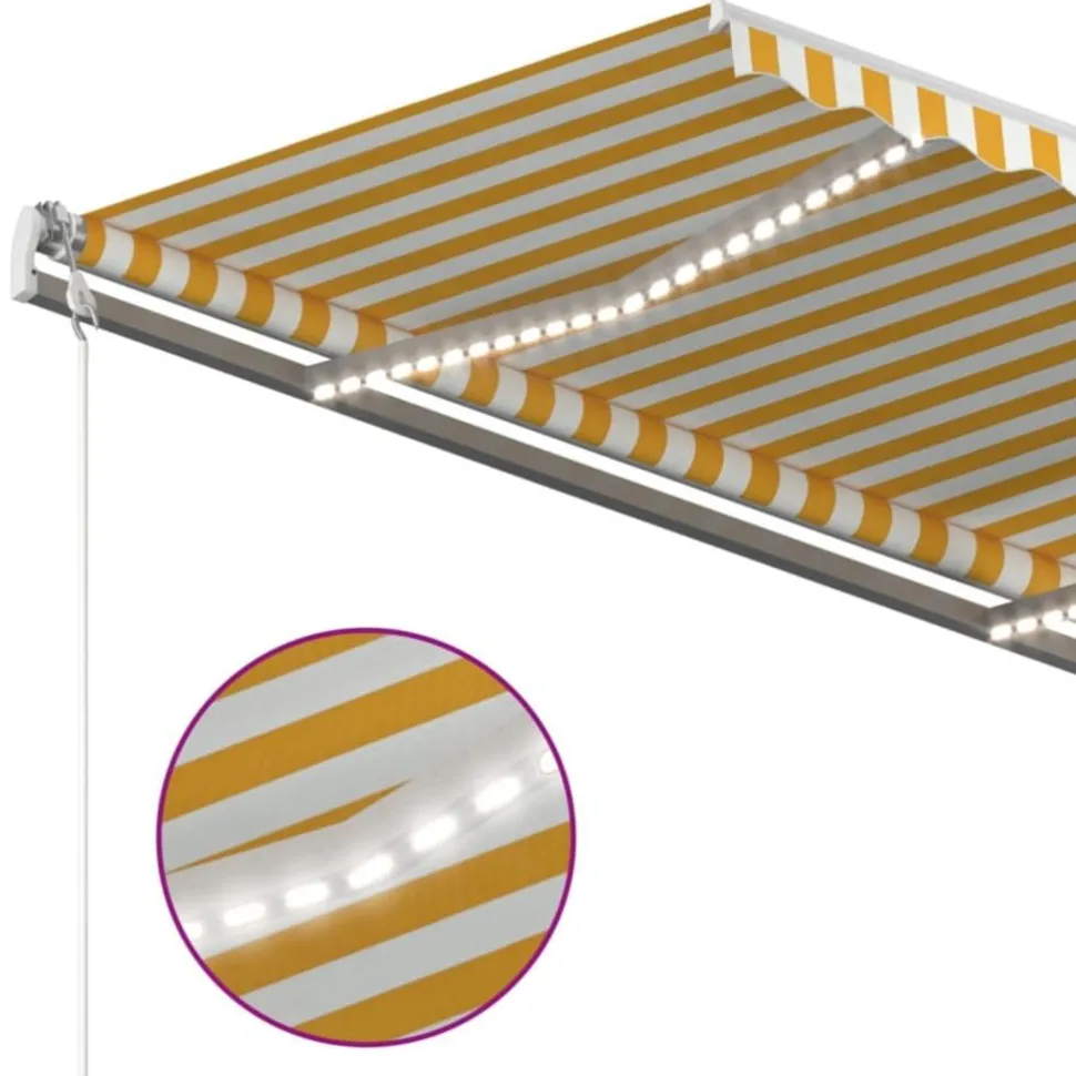 Sisäänkelattava markiisi LED/tuulisensori 300x250cm keltainen/valkoinen