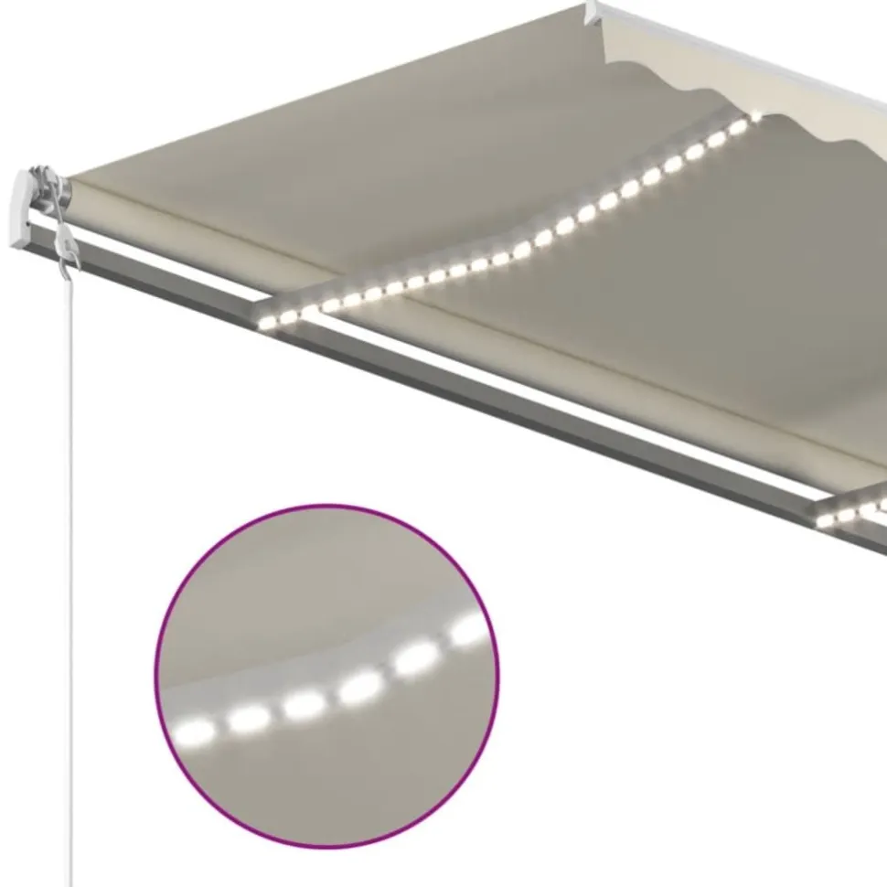 Sisäänkelattava markiisi LED/tuulisensori 300x250cm keltainen/valkoinen