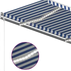 Sisäänkelattava markiisi LED/tuulisensori 300x250cm keltainen/valkoinen