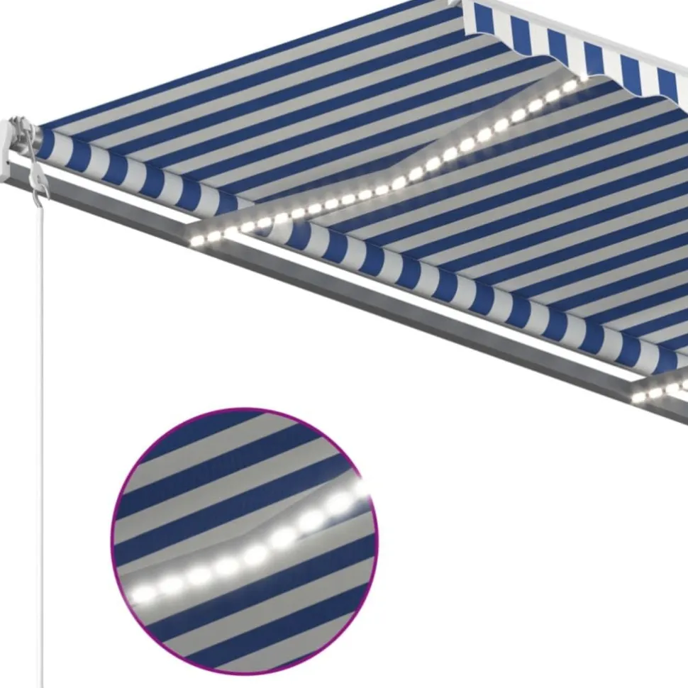 Sisäänkelattava markiisi LED/tuulisensori 300x250cm keltainen/valkoinen