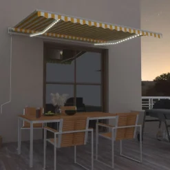 Sisäänkelattava markiisi LED/tuulisensori 300x250cm keltainen/valkoinen