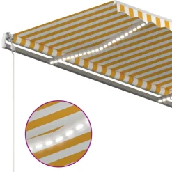 Sisäänkelattava markiisi LED/tuulisensori 300x250cm keltainen/valkoinen