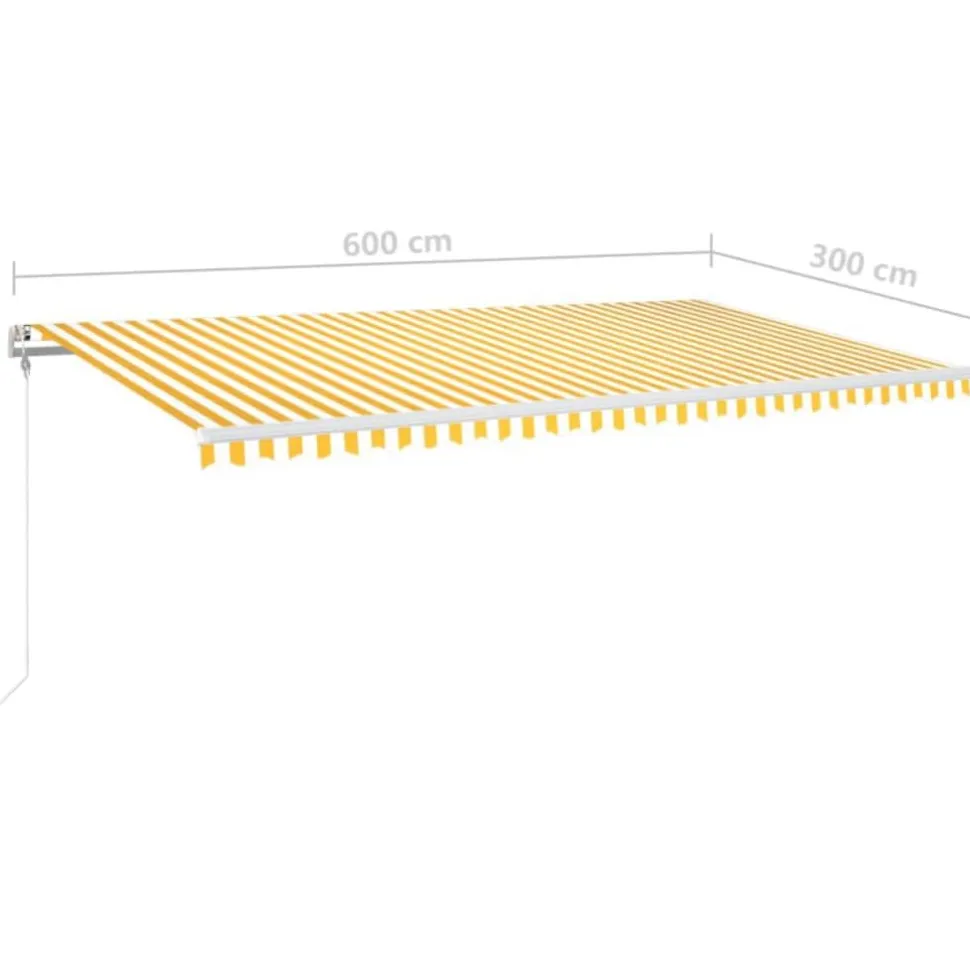 Sisäänkelattava markiisi LED/tuulisensori 300x250cm keltainen/valkoinen
