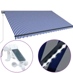 Sisäänkelattava markiisi LED/tuulisensori 300x250cm keltainen/valkoinen
