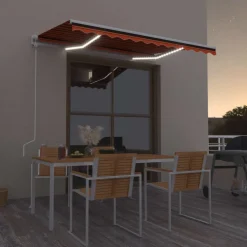 Sisäänkelattava markiisi LED/tuulisensori 300x250cm keltainen/valkoinen