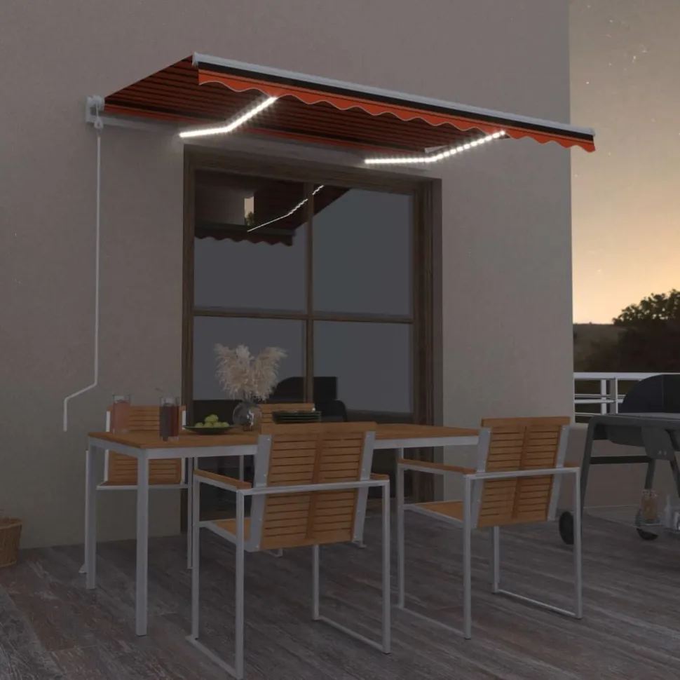 Sisäänkelattava markiisi LED/tuulisensori 300x250cm keltainen/valkoinen