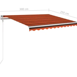 Sisäänkelattava markiisi LED/tuulisensori 300x250cm keltainen/valkoinen