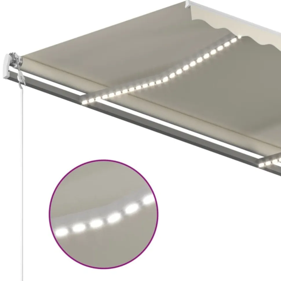 Sisäänkelattava markiisi LED/tuulisensori 300x250cm keltainen/valkoinen