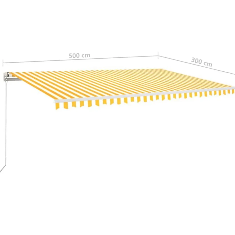 Sisäänkelattava markiisi LED/tuulisensori 300x250cm keltainen/valkoinen