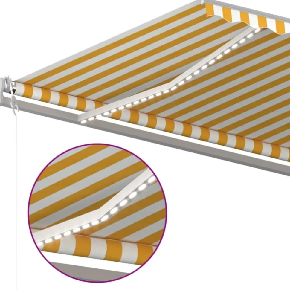Sisäänkelattava markiisi LED/tuulisensori 300x250cm keltainen/valkoinen
