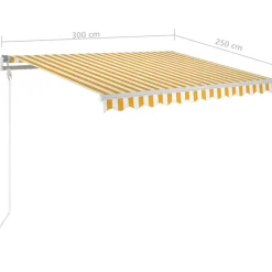 Sisäänkelattava markiisi LED/tuulisensori 300x250cm keltainen/valkoinen