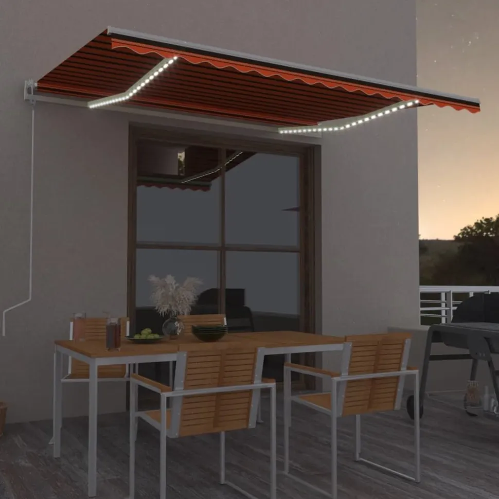 Sisäänkelattava markiisi LED/tuulisensori 300x250cm keltainen/valkoinen