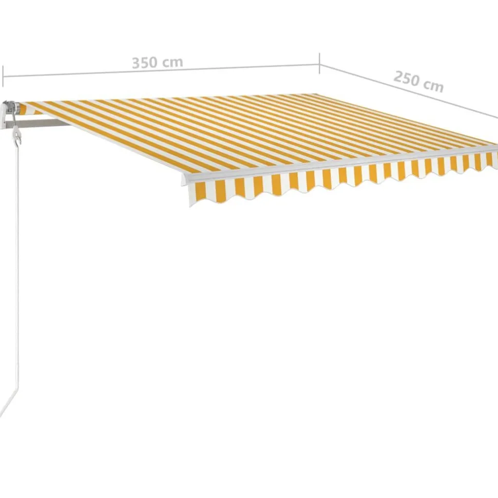 Sisäänkelattava markiisi LED/tuulisensori 300x250cm keltainen/valkoinen