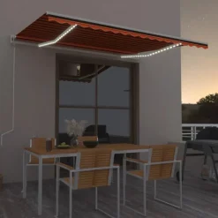 Sisäänkelattava markiisi LED/tuulisensori 300x250cm keltainen/valkoinen