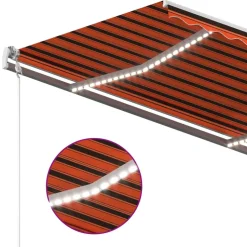 Sisäänkelattava markiisi LED/tuulisensori 300x250cm keltainen/valkoinen