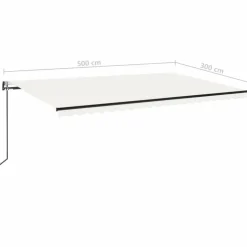 Sisäänkelattava markiisi 2 LED/tuulisensori 300x250 cm sininen/valkoinen