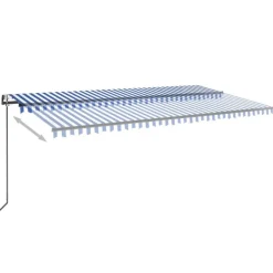 Sisäänkelattava markiisi 2 LED/tuulisensori 300x250 cm sininen/valkoinen