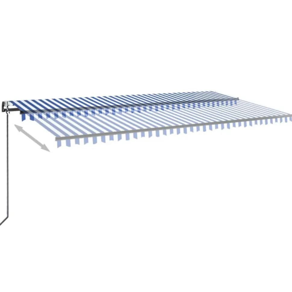 Sisäänkelattava markiisi 2 LED/tuulisensori 300x250 cm sininen/valkoinen