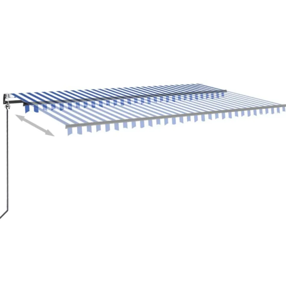 Sisäänkelattava markiisi 2 LED/tuulisensori 300x250 cm sininen/valkoinen