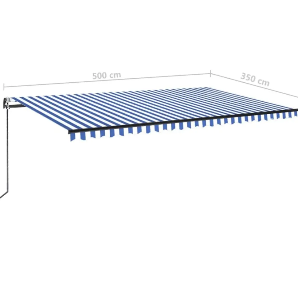 Sisäänkelattava markiisi 2 LED/tuulisensori 300x250 cm sininen/valkoinen