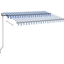 Sisäänkelattava markiisi 2 LED/tuulisensori 300x250 cm sininen/valkoinen