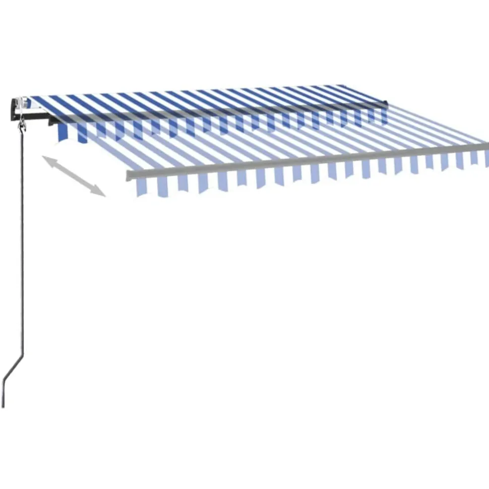 Sisäänkelattava markiisi 2 LED/tuulisensori 300x250 cm sininen/valkoinen