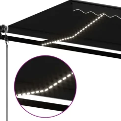 Sisäänkelattava markiisi 2 LED/tuulisensori 300x250 cm sininen/valkoinen