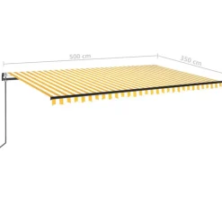 Sisäänkelattava markiisi 2 LED/tuulisensori 300x250 cm sininen/valkoinen
