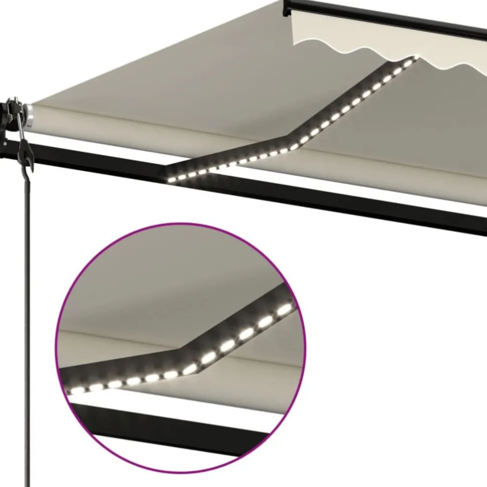 Sisäänkelattava markiisi 2 LED/tuulisensori 300x250 cm sininen/valkoinen