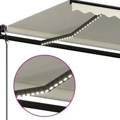 Sisäänkelattava markiisi 2 LED/tuulisensori 300x250 cm sininen/valkoinen