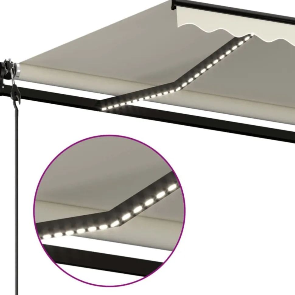 Sisäänkelattava markiisi 2 LED/tuulisensori 300x250 cm sininen/valkoinen