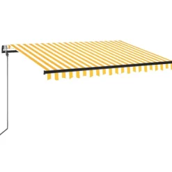 Sisäänkelattava markiisi 2 LED/tuulisensori 300x250 cm sininen/valkoinen