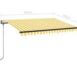 Sisäänkelattava markiisi 2 LED/tuulisensori 300x250 cm sininen/valkoinen