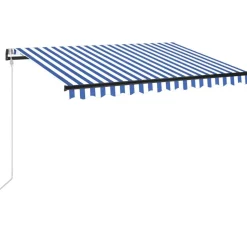 Sisäänkelattava markiisi 2 LED/tuulisensori 300x250 cm sininen/valkoinen