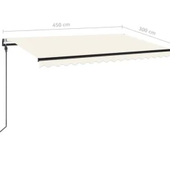 Sisäänkelattava markiisi 2 LED/tuulisensori 300x250 cm sininen/valkoinen