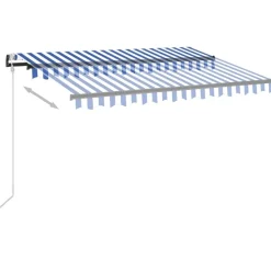 Sisäänkelattava markiisi 2 LED/tuulisensori 300x250 cm sininen/valkoinen