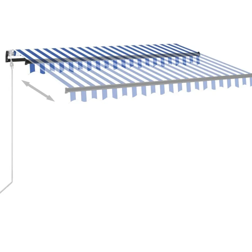 Sisäänkelattava markiisi 2 LED/tuulisensori 300x250 cm sininen/valkoinen