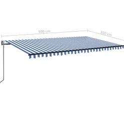 Sisäänkelattava markiisi 2 LED/tuulisensori 300x250 cm sininen/valkoinen