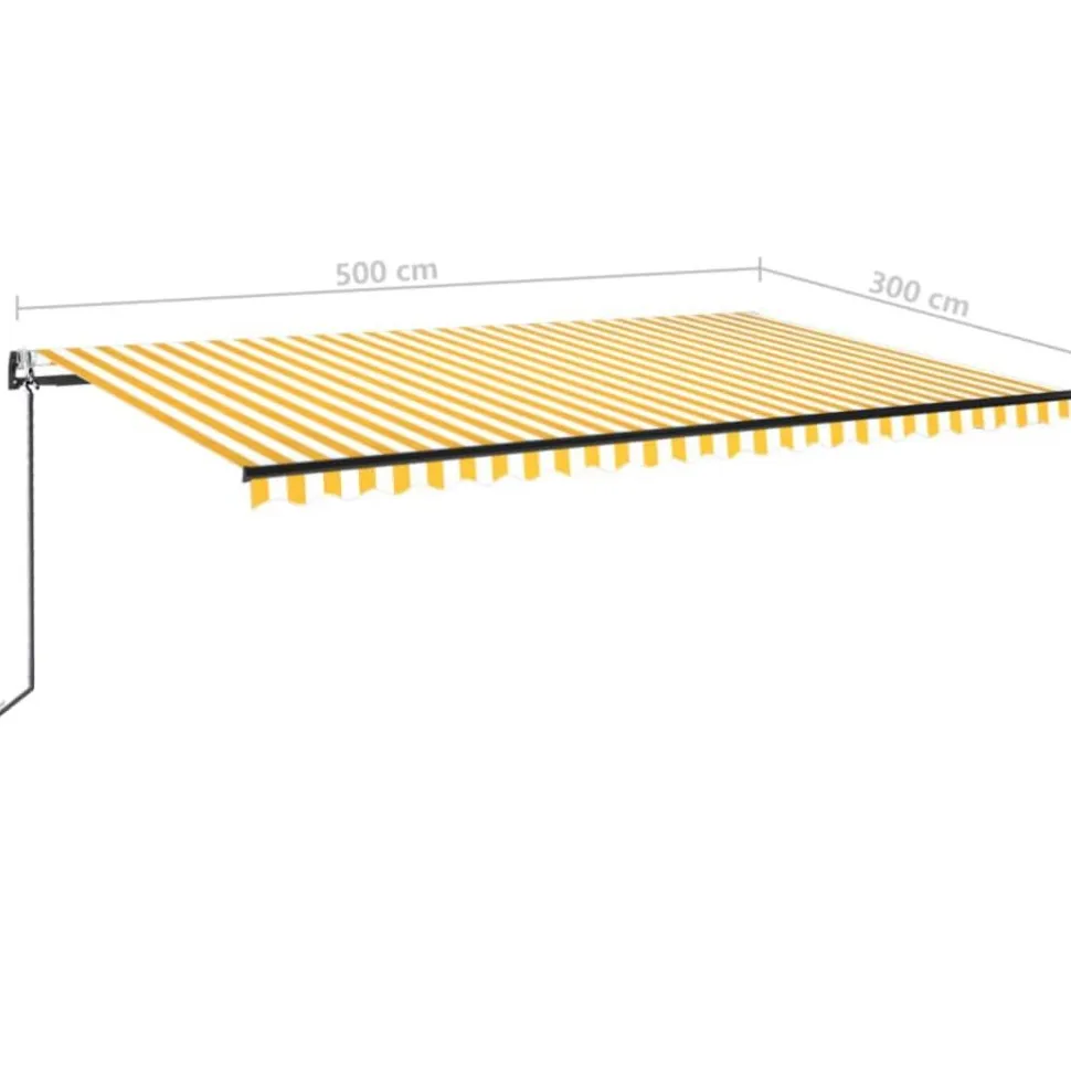Sisäänkelattava markiisi 2 LED/tuulisensori 300x250 cm sininen/valkoinen