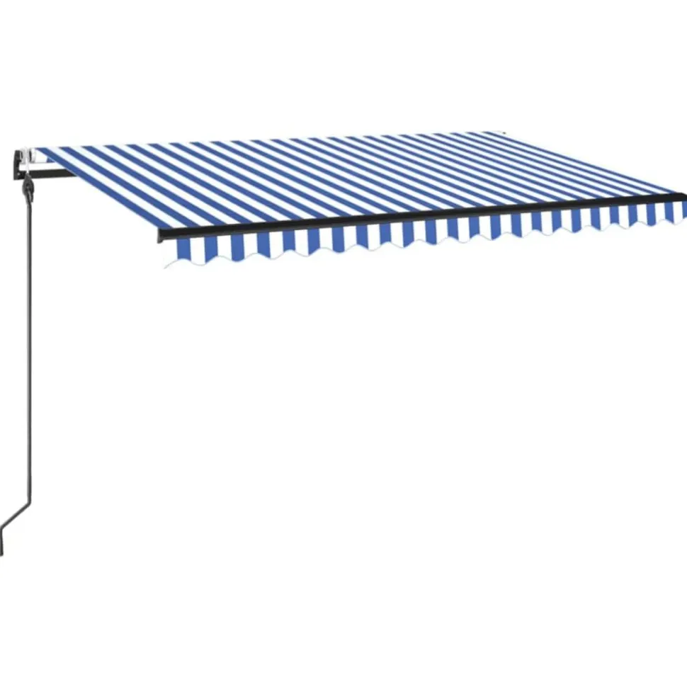 Sisäänkelattava markiisi 2 LED/tuulisensori 300x250 cm sininen/valkoinen