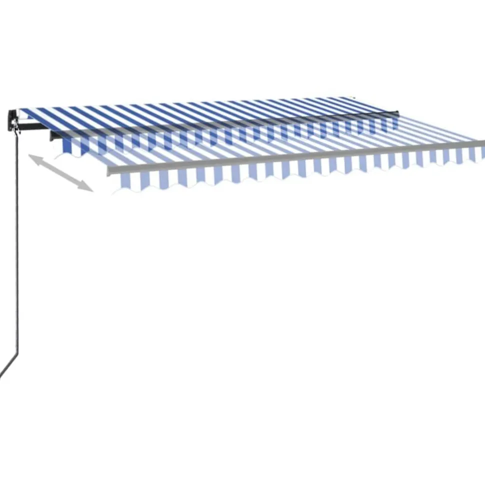 Sisäänkelattava markiisi 2 LED/tuulisensori 300x250 cm sininen/valkoinen