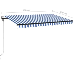 Sisäänkelattava markiisi 2 LED/tuulisensori 300x250 cm sininen/valkoinen