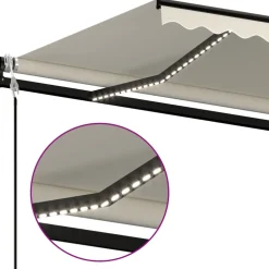 Sisäänkelattava markiisi 2 LED/tuulisensori 300x250 cm sininen/valkoinen