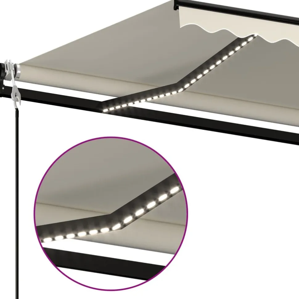Sisäänkelattava markiisi 2 LED/tuulisensori 300x250 cm sininen/valkoinen