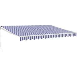 Sisäänkelattava markiisi 4,5x3 m, sinivalkoine, kangas/alumiini