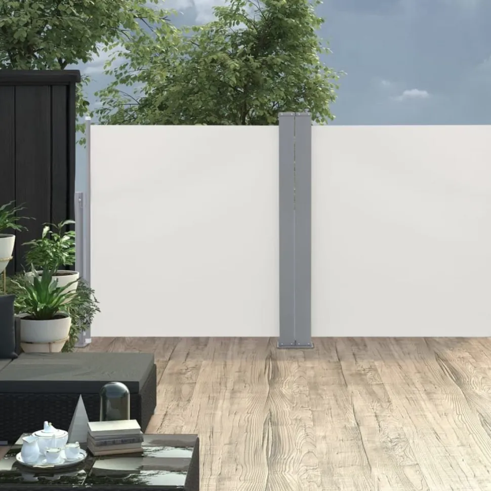 Sisäänvedettävä sivumarkiisi 120x600 cm kerma