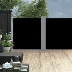 Sisäänvedettävä sivumarkiisi 120x600 cm musta
